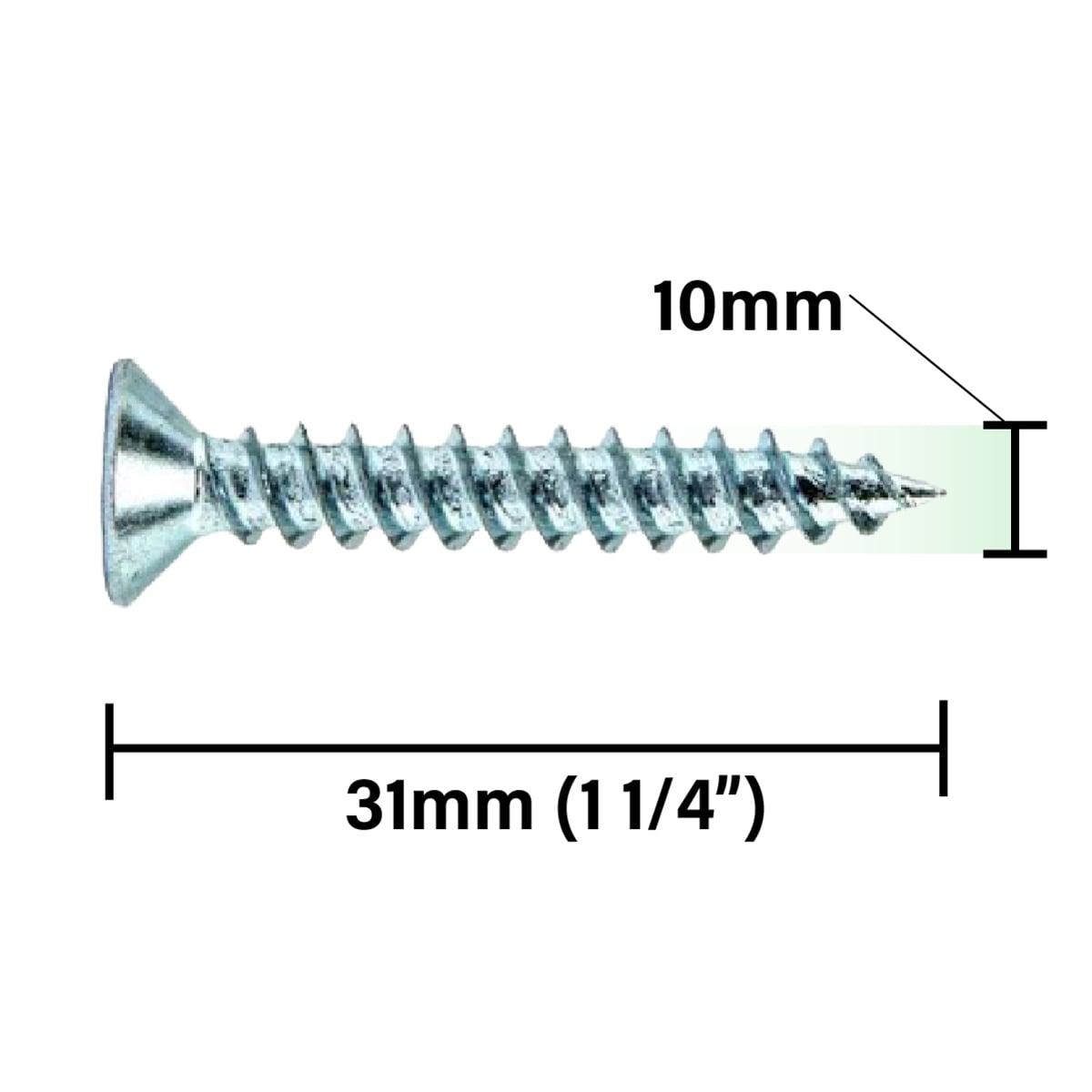 Rikä TWSR029 Woodscrew Twin-Thread CSK BZP 10 x 1 1/4in 200pk